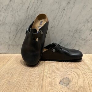 Birkenstock Boston Soft Footbed Black Leather Shoe